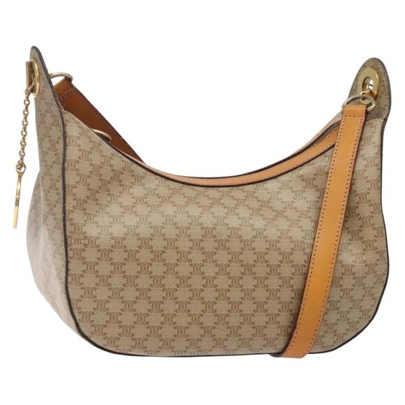 CELINE Macadam Canvas Shoulder Bag Pvc Beige Gold - Picture 1 of 13